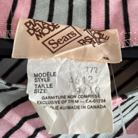 Vintage Size 9/10 Sears Dress Grey and Pink Stripped - Picture 5 of 11